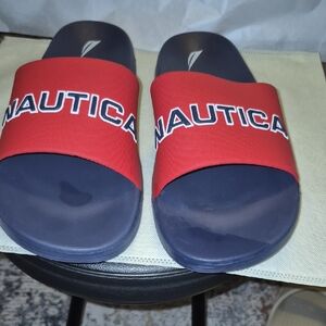 Nautica Red and Navy Slide Sandals